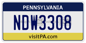 NDW3308  license plate in PA