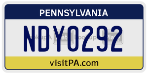 NDY0292  license plate in PA