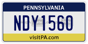 NDY1560  license plate in PA
