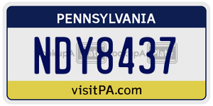 NDY8437  license plate in PA