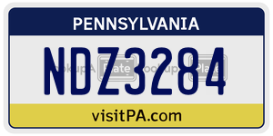 NDZ3284 license plate in Pennsylvania