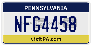 NFG4458  license plate in PA