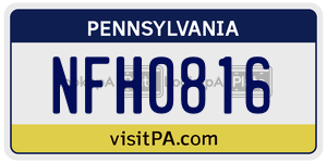 NFH0816  license plate in PA