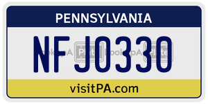 NFJ0330  license plate in PA