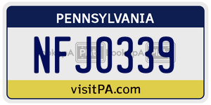 NFJ0339  license plate in PA