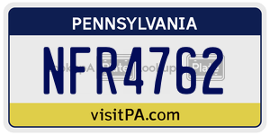 NFR4762  license plate in PA