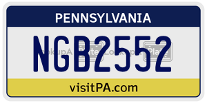 NGB2552  license plate in PA