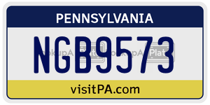 NGB9573  license plate in PA