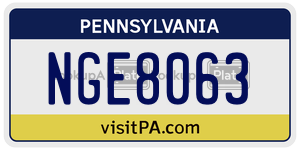 NGE8063 license plate in Pennsylvania