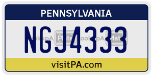 NGJ4333  license plate in PA