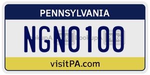 NGN0100  license plate in PA