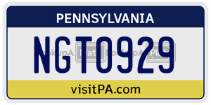 NGT0929  license plate in PA