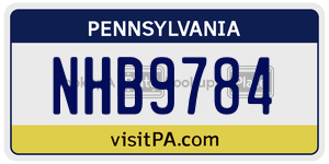 NHB9784  license plate in PA
