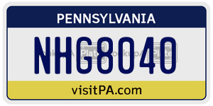 NHG8040  license plate in PA