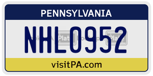 NHL0952  license plate in PA