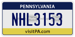 NHL3153  license plate in PA