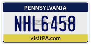 NHL6458  license plate in PA
