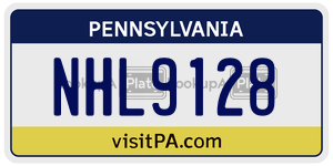 NHL9128 license plate in Pennsylvania