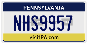 NHS9957  license plate in PA