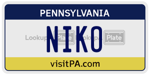 NIKO  license plate in PA