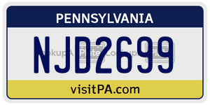 NJD2699  license plate in PA