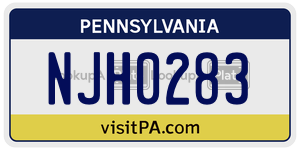 NJH0283  license plate in PA