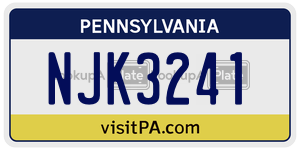 NJK3241 license plate in Pennsylvania