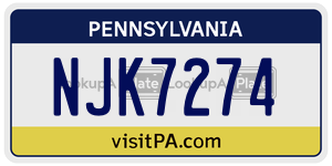 NJK7274  license plate in PA