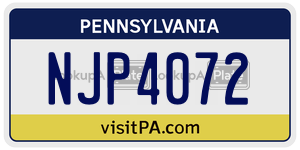 NJP4072  license plate in PA