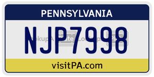 NJP7998  license plate in PA