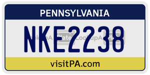 NKE2238  license plate in PA
