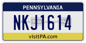 NKJ1614  license plate in PA