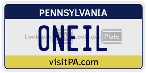 ONEIL license plate in Pennsylvania