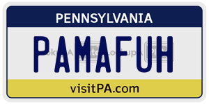 PAMAFUH license plate in Pennsylvania