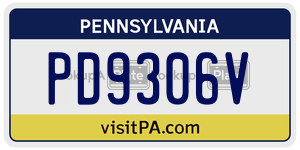 PD9306V license plate in Pennsylvania