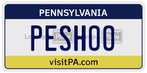 PESHOO license plate in Pennsylvania