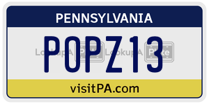POPZ13 license plate in Pennsylvania