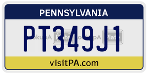 PT349J1 license plate in Pennsylvania
