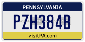 PZH384B  license plate in PA