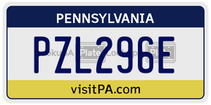 PZL296E license plate in Pennsylvania