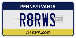 R8RWS license plate in Pennsylvania