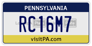 RC16M7 license plate in Pennsylvania