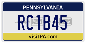 RC1B45 license plate in Pennsylvania