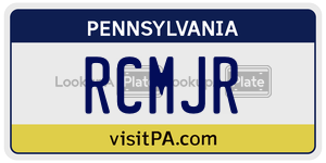 RCMJR  license plate in PA