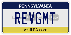 REVGMT  license plate in PA