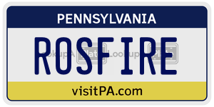 ROSFIRE  license plate in PA