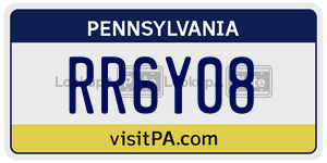 RR6Y08  license plate in PA