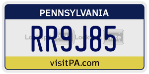 RR9J85  license plate in PA