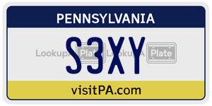 S3XY license plate in Pennsylvania