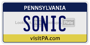 SONIC license plate in Pennsylvania